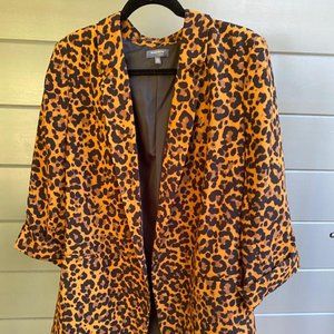 Madison Curvy Lined 3/4 sleeve Leopard Print Lined Blazer 2X